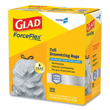 Glad® Forceflex Tall Kitchen Drawstring Trash Bags, 13 Gal, 0.72 Mil, 23.75" X 24.88", Gray, 100-box freeshipping - TVN Wholesale